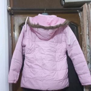 Wow Pink Colour Jacket With Zip, Buttons And Cap