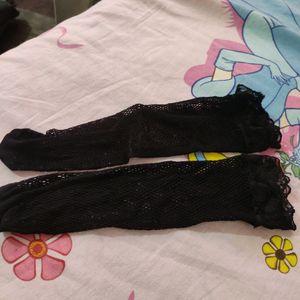 Pure Black Fishnet Socks  and  Slip Panty