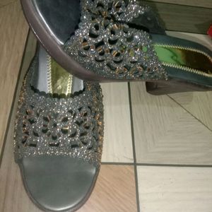 Grey And Brown Colour Heels