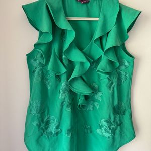 Green Ruffled Blouse