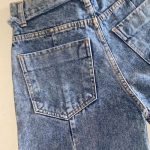 High Waist Wide Leg Blue Denim