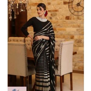 New Gold Sequence Black Saree