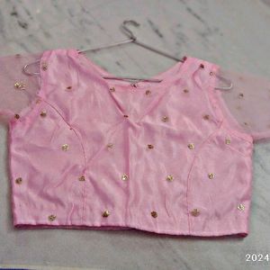 Pink Glass Sleeve Blouse..!