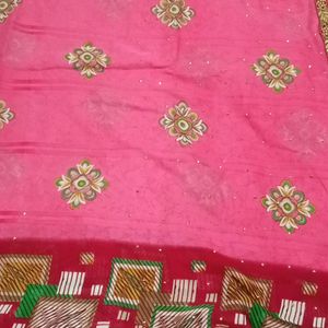 Red N Peach Colour Beautiful Daily Wear Saree. Wi