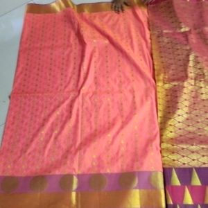 Peach Pink Soft Silk Saree...