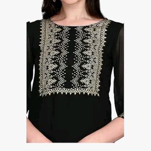 Skylee Rayon Black Kurta Foil Printed