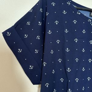 Women Blue Top With Anchor Print