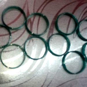 Green Broad Glass Bangles (Set Of 10)