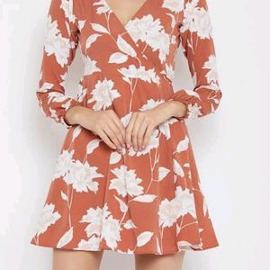 Berrylush Brown Wrap Dress