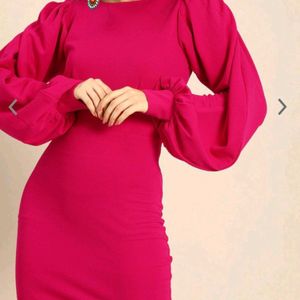 Athena Elegant Fuchsia Pink Balloon Puff Sleeves