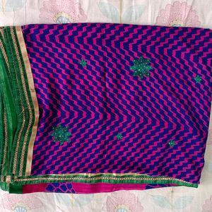 Pink And Green Mix Colour Saree