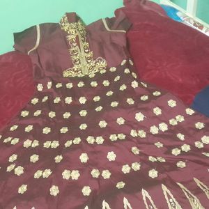 Heavy Work Maroon Dress