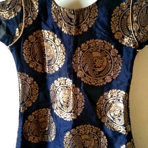 Royal Blue Banarasi Silk Dress