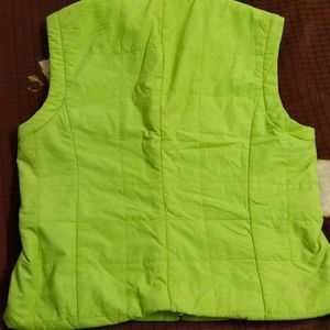 Fluorescent green puffer jacket