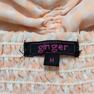 Ginger Checked Fit&Flare Dress Peach