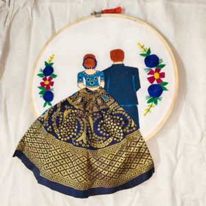 Couples Embroidered Wooden Hoop