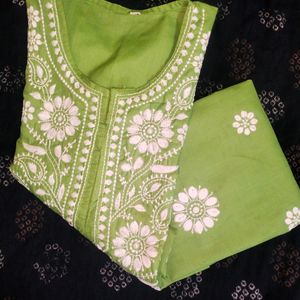 GREEN CHICKENKARI KURTA