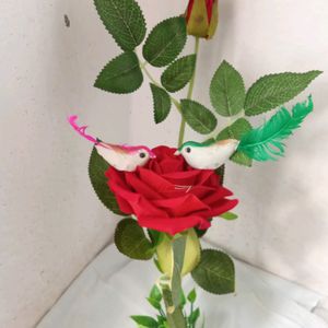 Artificial Rose Plant With Two Birds