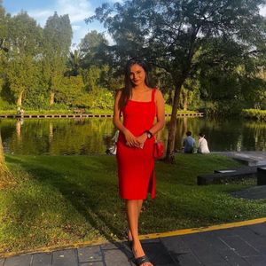 Red Bodycon Dress With A Slit