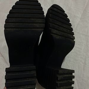 H&M Suede Block Heel Boots