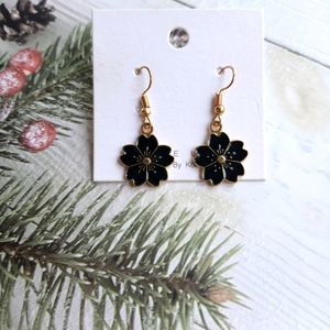 Black Flower Earrings