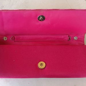 Barbie Hot Pink Braided Ribbon Clutch with Strap