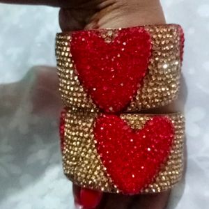 Red And Golden Colour Bangles