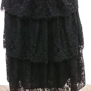 Jet Black Lace Layered Skirt