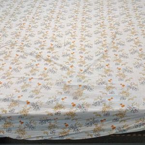 White Floral Bedsheet With 2 Pillow Covers