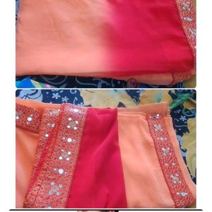 Green Orange Combo Pack Saree