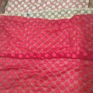 Chandan Color Saree With Red Border.