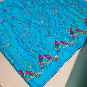 Parrot Embroidery Design Georgette Women Saree