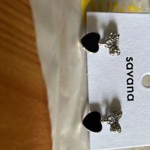 Small Silver And Black Earrings