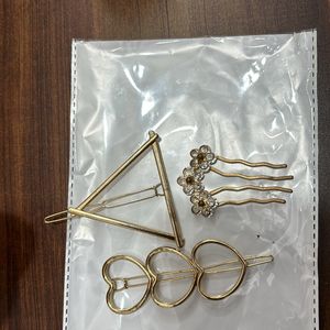 Set Of 3 Trendy Hairpins  - Golden