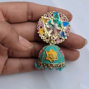 2 Jhumka Set Multicolor