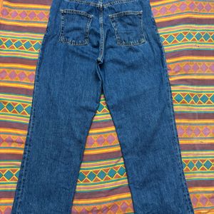 High Waisted Straight Fit Blue Jeans