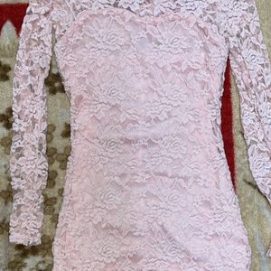 Pink Bodycon Sheer Sleeves Dress