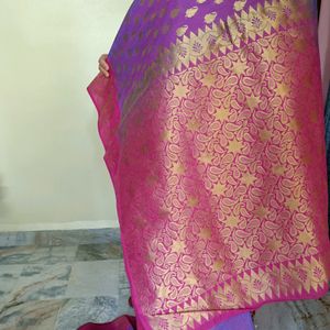 Beautiful Magenta and Purplish saree with blouse