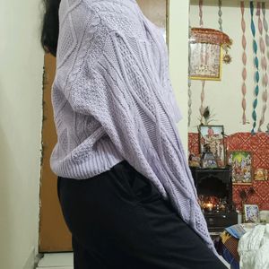 Lavender Korean Cropped Sweater