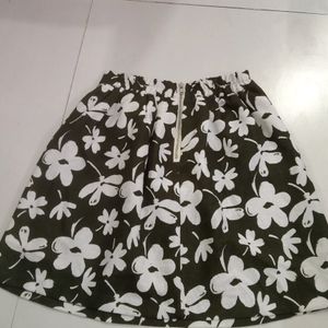 Olive Floral Plated Skirt