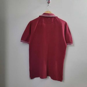 Van Heusen Maroon Cotton Regular Fit Polo T-Shirt