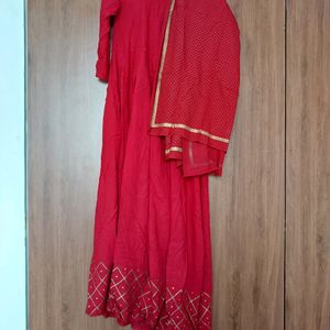 Red Gown With Dupatta