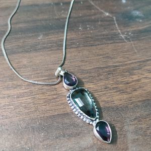 SALE Silver Replica Purple Stone Chain Pendant