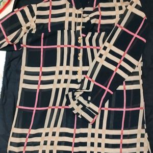 CHECKS TRANPARENT TOP FOR WOMEN