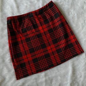 Shein Black & Red Checked Skirt