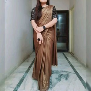 Lycra Coffee Saree