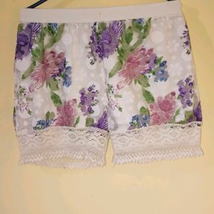 Netted Shorts With Lace Hem