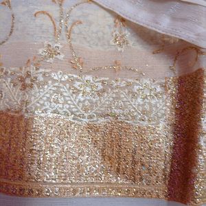 half white  glitter saree