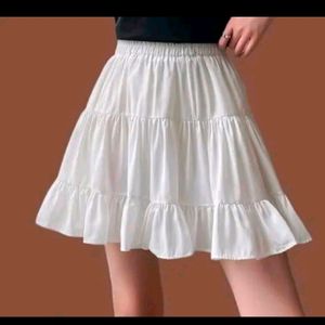 white tiered mini skirt