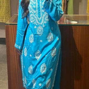 Blue Lucknow Chikankari Kurti